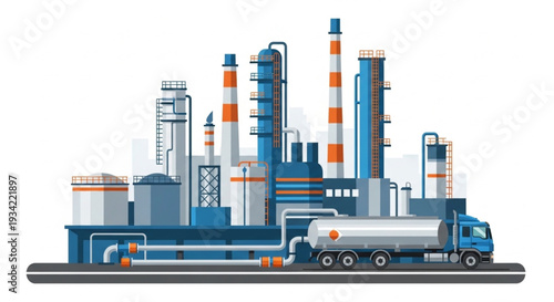 Industrial Factory with Truck and Equipment.