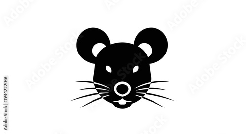 Stylized Silhouette of a Mouse Head with Prominent Whiskers.