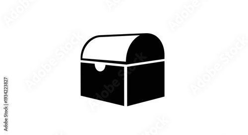 Black and White Treasure Chest Illustration for Game Design.