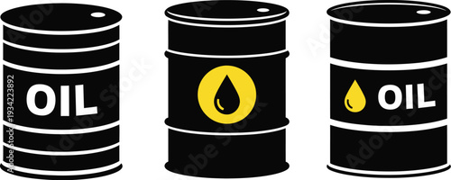 Industrial oil barrels for storing crude oil, gasoline, or other petrochemical products. 