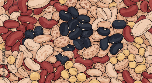 Vibrant Mixed Bean Medley Seamless Pattern