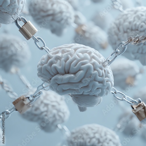 Wallpaper Mural Conceptual illustration of multiple interconnected human brains linked by secure digital lines Torontodigital.ca