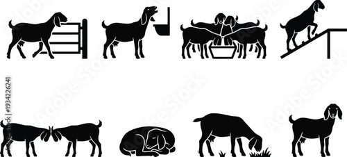 Set of 8 Goat Icons Vector