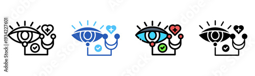 Optical Examination Icon Multiple Style Collection Set 