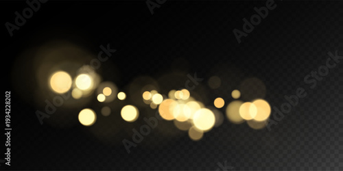 Glowing Golden Defocused Lights on Dark Background