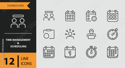 Time Management and Scheduling Outline Icon Collection