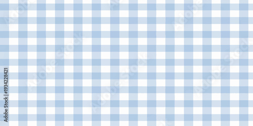 A seamless blue gingham and white checkered fabric pattern with a classic plaid textile texture, perfect for a picnic tablecloth or cotton material backdrop design