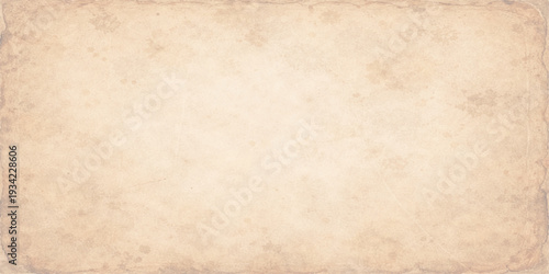 A blank vintage parchment sheet features a stained brown grunge texture and aged beige pattern, creating an ancient antique paper background with a worn sepia design