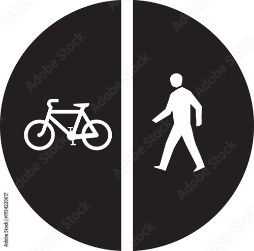 Vector bicycle and pedestrian sign icon
