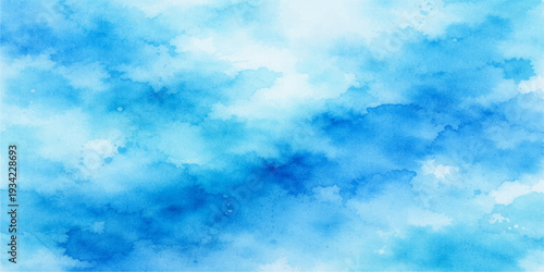 A beautiful summer day features fluffy white cumulus clouds drifting across a bright blue sky, creating a clear and peaceful nature atmosphere in the vast cloudscape