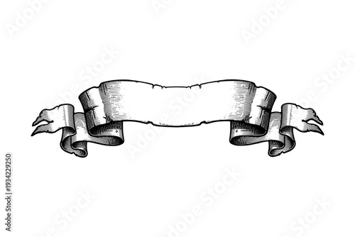 Vintage scroll banner with ornate details and blank space for text