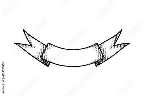 Hand drawn vintage banner ribbon with textured design