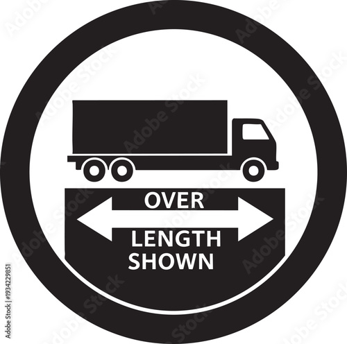Vector over length shown truck sign
