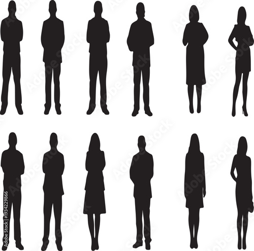 Set of 10 human silhouettes vector