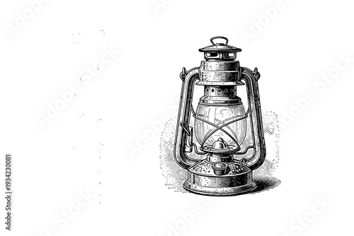 Vintage oil lantern in detailed sketch style with classic design elements