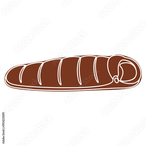 Brown sleeping bag vector illustration for camping adventure and outdoor activities gear equipment comfortable sleep under the stars