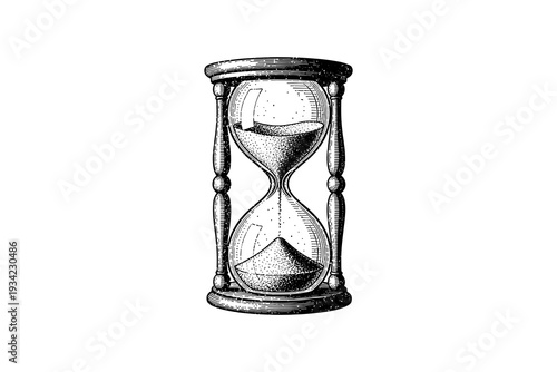 Vintage hourglass with flowing sand and intricate etched details