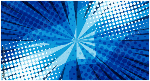 Abstract halftone textured bright striped turquoise blue retro comic background. Cartoon wavy water backdrop with half tone pattern for comics book, marine advertising design, aqua anime poster