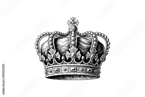 Intricate black and white ornate crown with gemstone details