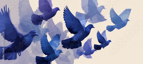 Flying dove bird watercolor paint. Generative AI technology.	
