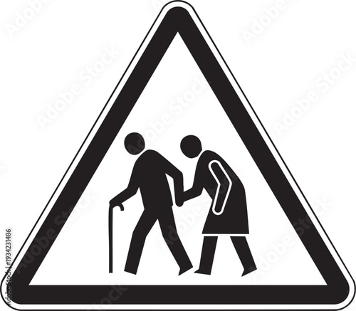 Warning sign of elderly couple