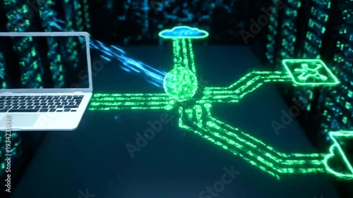 Digital Data Security and Network Protection Visualization Concept.