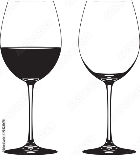 Set of 2 wine glasses vector
