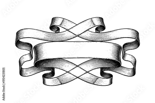 Elegant vintage ribbon banner with intricate swirl design