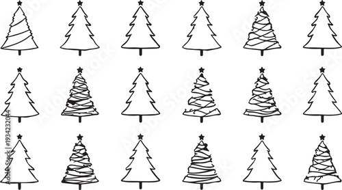 Set of 20 Christmas tree icons vector