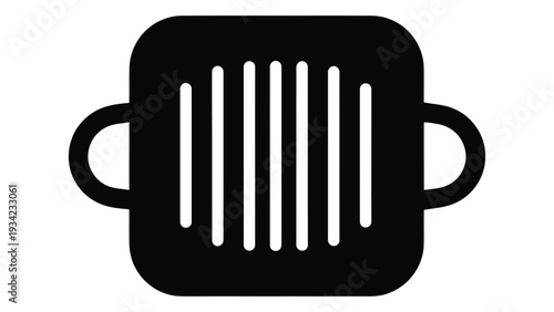 Cast iron grill plate solid icon cookware for grilling and searing food heat retention kitchen utensil minimal silhouette design