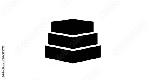 Three-Tiered Stacked Rectangular Prism Silhouette on White Background.