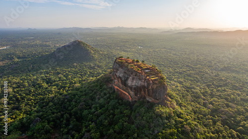 Fényképezés Aerial view of Sigiriya Rock in Sri Lanka from the southwest.