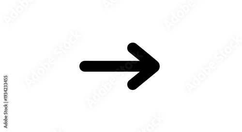 Simple Black Arrow Pointing Right on White Background.
