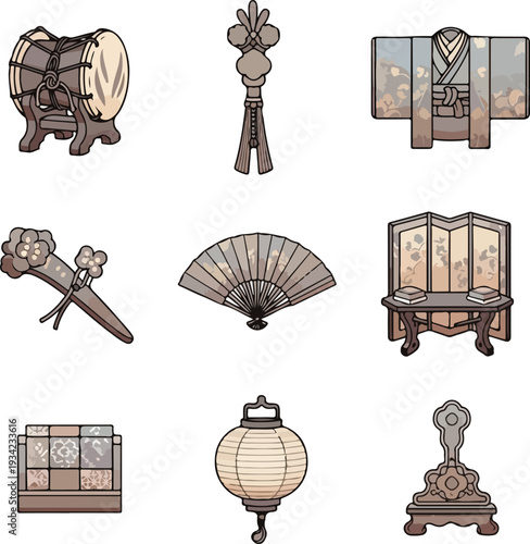 Japanese Traditional Festival Ornament Collection for Hina Matsuri and Spring Celebration