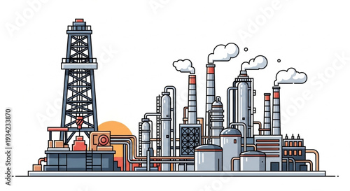 Industrial Oil Refinery Factory Complex.