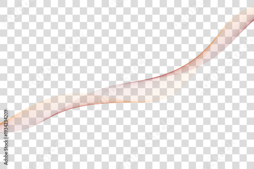 Subtle wavy light orange abstract line flowing gracefully across a transparent background, creating a soft, ethereal visual effect.