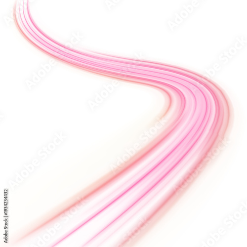 PNG fast neon arcs ripple along curved highways. Luminous streaks illustrate rapid motion and energy flow. Perfect for digital city banners.