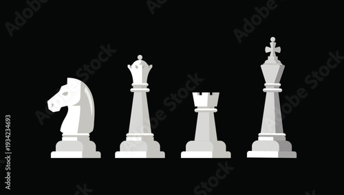 Vector chess acrylic three dimensional mirror wall sticker set featuring queen, knight, and classic strategic game pieces.