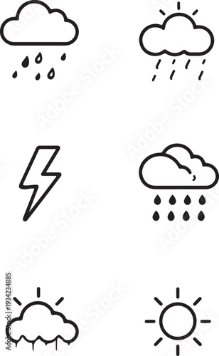 Set of 6 weather icons vector