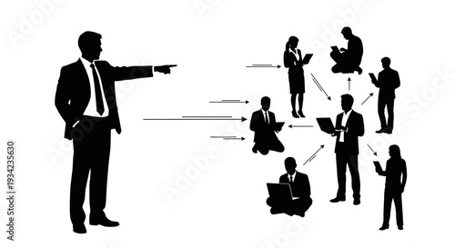 Business Leader Directing Team Members.