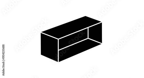 Isometric Black Outline of a Rectangular Prism Shape.