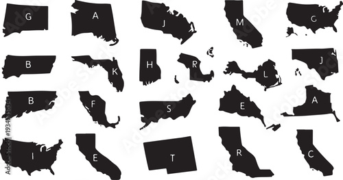 Set of 20 USA state icons vector