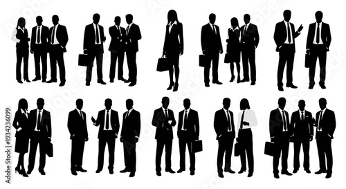 Business People Standing in Various Poses.