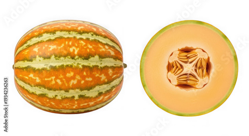 Wallpaper Mural A cantaloupe cut in half to show its orange flesh Torontodigital.ca