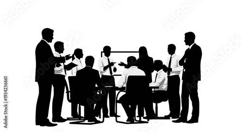 Business Professionals in Meeting Room Silhouette.