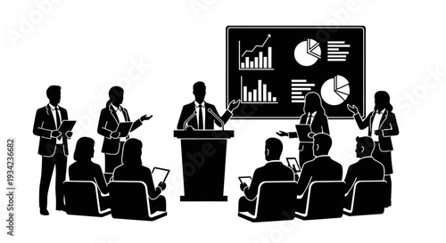 Business Professionals in Meeting with Presentation.