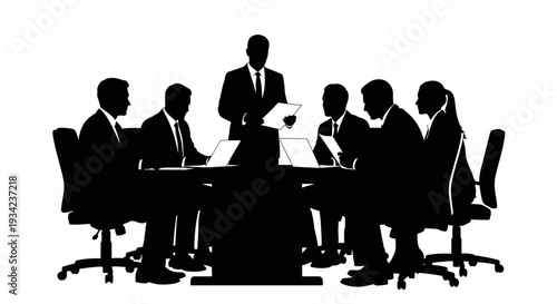 Businessmen in Meeting around Conference Table.