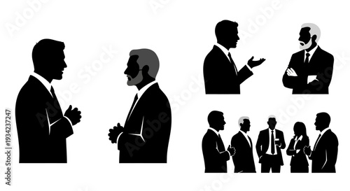 Businessmen in Suits Discussing and Interacting.