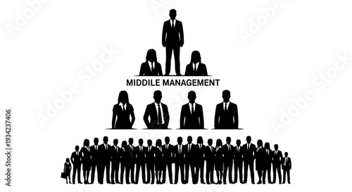 Corporate Hierarchy Structure with Middle Management Team.