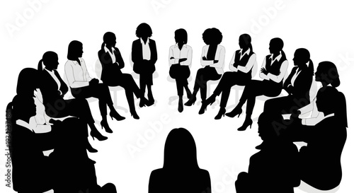 Group of Business People Sitting in Circle.